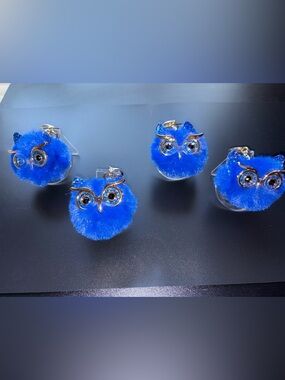 Blue Furry Owl Keychain